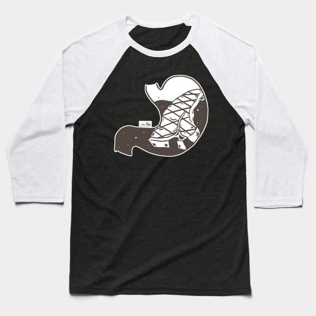 Food in My Stomach - Steak (Color) Baseball T-Shirt by TheAlbinoSnowman